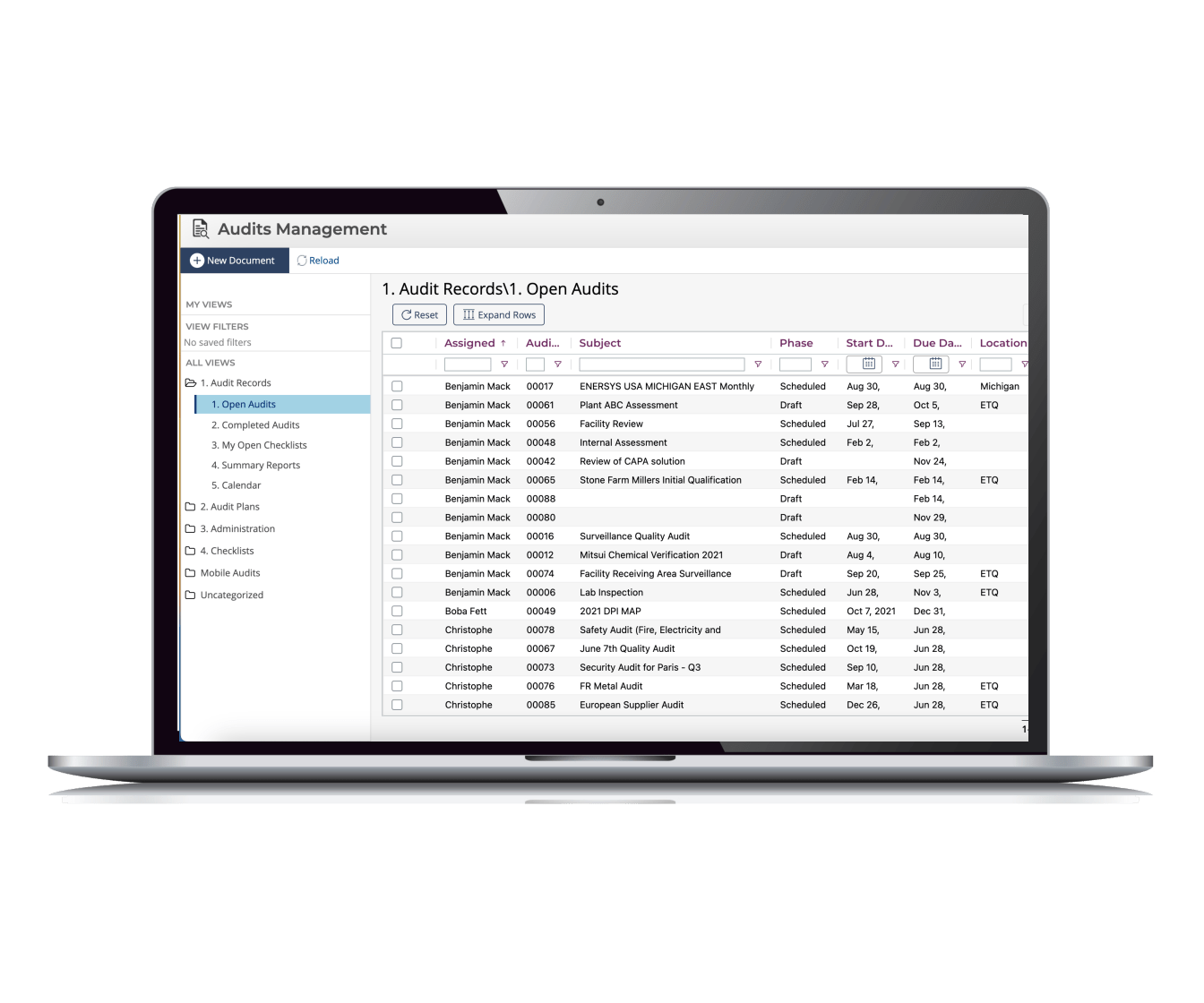 ETQ Reliance Audit Management Demonstration